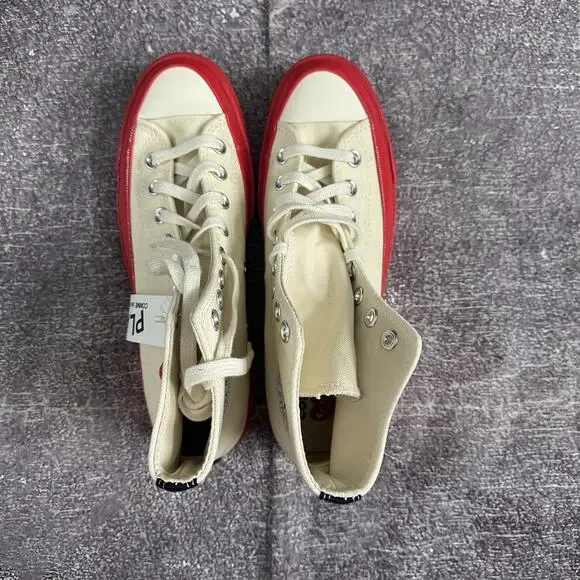 NWT Women's Converse X CDG Comme Des Garcons White Red Sole Chuck 70 High Sz 9 - Picture 4 of 7